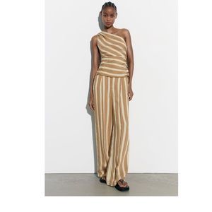 ZARA | Toffee | HIGH-WAISTED JACQUARD PANTS